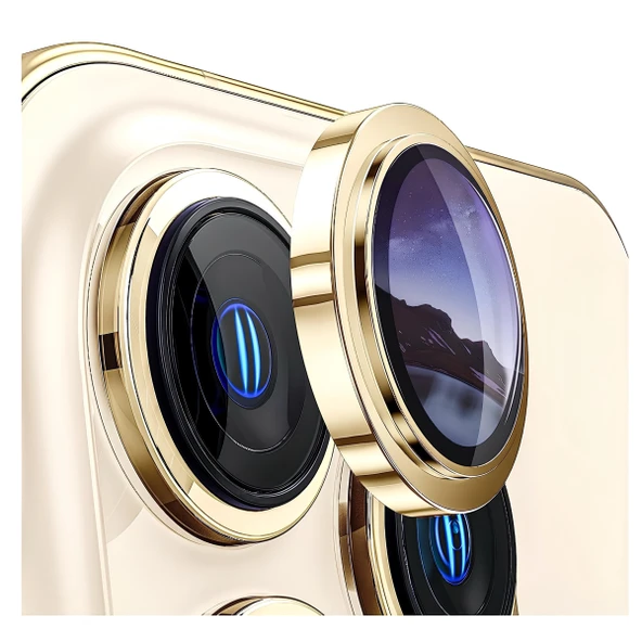 Ennar Apple iPhone 14 Pro Gerçek Cam Safir Lens Koruma Altın ürün görseli 1