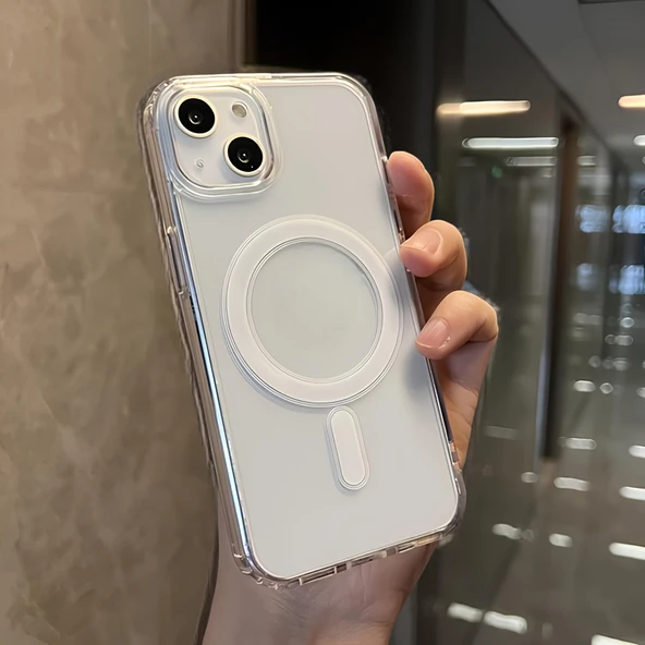 Ennar iPhone 14 Plus Magsafe Şeffaf Mika Sararmaz Sert Kılıf ürün görseli 1