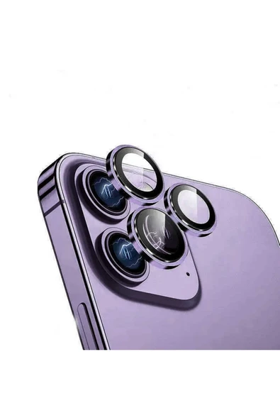 Ennar Apple iPhone 14 Pro Max 6.7'' Metal Çerçeveli Kamera Koruma Lensi Mor ürün görseli 1