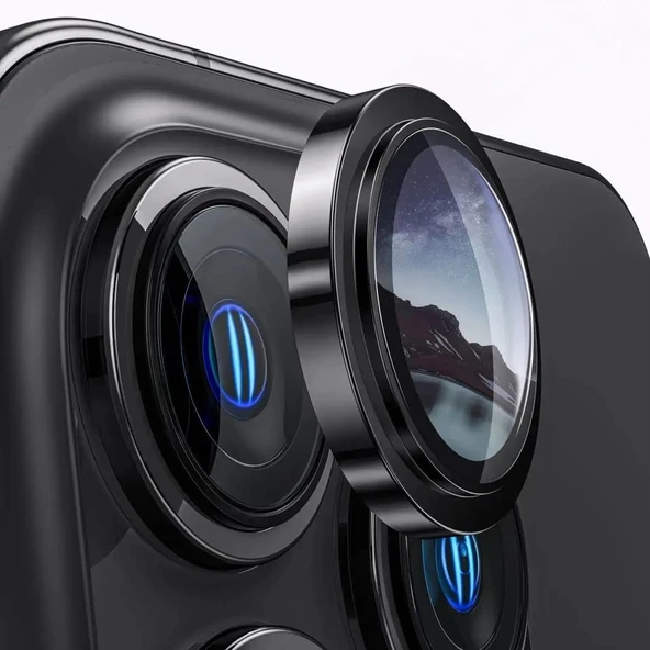 Ennar Apple iPhone 12 Pro Gerçek Cam Safir Lens Koruma Siyah ürün görseli 1