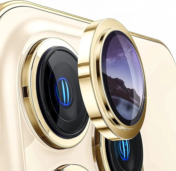 Ennar Apple iPhone 12 Pro Gerçek Cam Safir Lens Koruma Altın ürün görseli 1