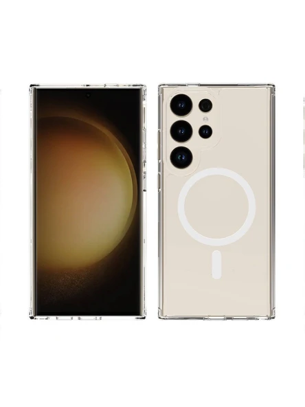 Ennar Samsung Galaxy S24 Ultra Uyumlu Magsafe Sararmaz Şeffaf Sert Mika Silikon Kılıf ürün görseli 1