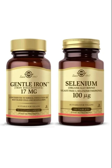Solgar Gentle Iron 17mg 90 Kapsül+ Solgar Selenium 100 mcg 100 Tablet ürün görseli 1