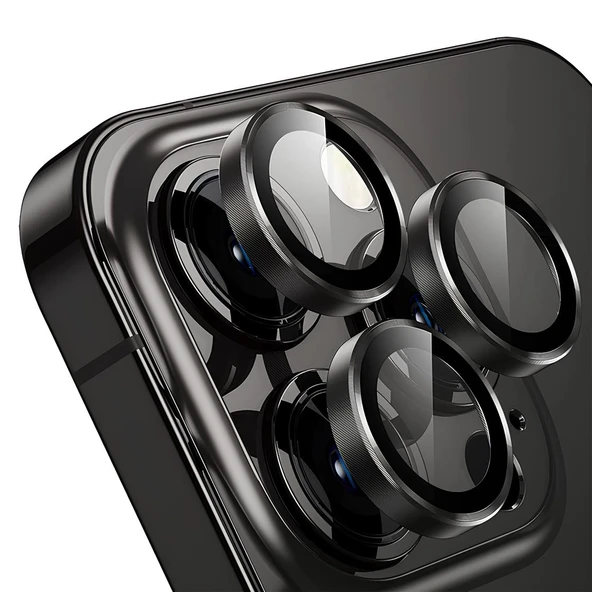 Ennar Apple iPhone 13 Pro Gerçek Cam Safir Lens Koruma Siyah ürün görseli 1