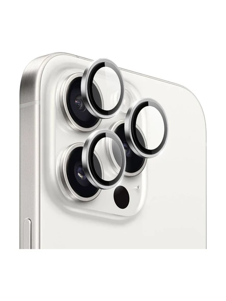 Ennar Apple iPhone 16 Pro Max Gerçek Cam Safir Lens Koruma Gümüş ürün görseli 1