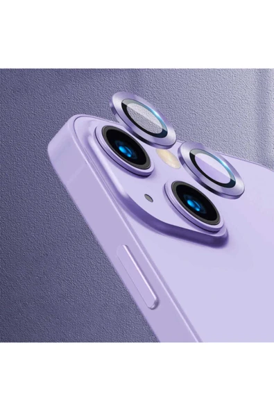 Ennar Apple iPhone 15 Plus 6.7'' Metal Çerçeveli Kamera Koruma Lensi Mor ürün görseli 1