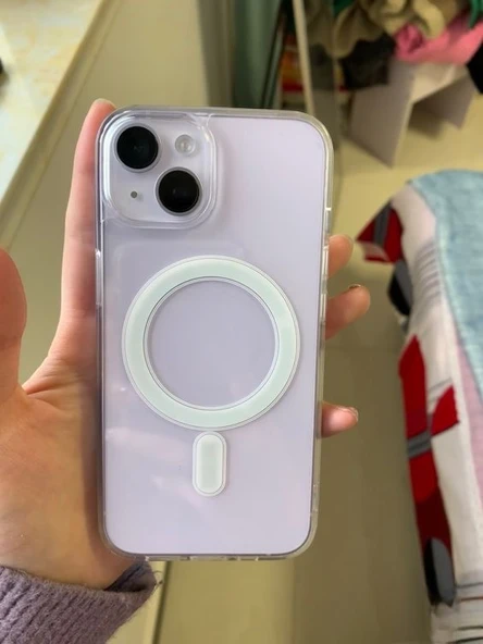 Apple iPhone 15 Uyumlu MageSafe Wireless Şarj Özellikli Şeffaf Silikon Kılıf ürün görseli 1