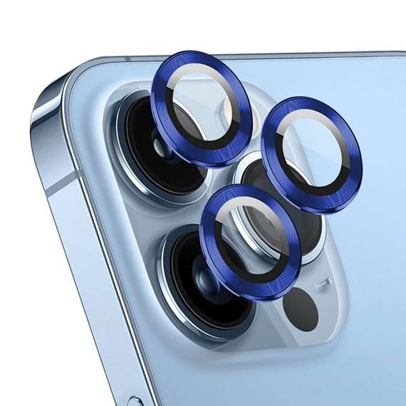Ennar Apple iPhone 15 Pro Max 6.7'' Metal Çerçeveli Kamera Koruma Lensi Lacivert ürün görseli 1