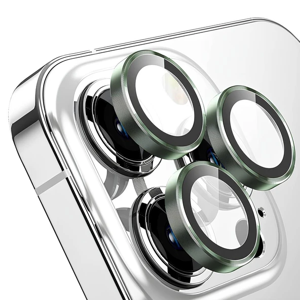 Ennar Apple iPhone 13 Pro Gerçek Cam Safir Lens Koruma Yeşil ürün görseli 1