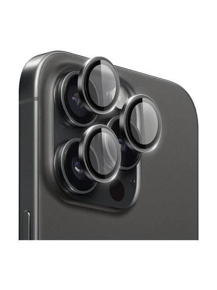 Ennar Apple iPhone 16 Pro Max Gerçek Cam Safir Lens Koruma Siyah ürün görseli 1