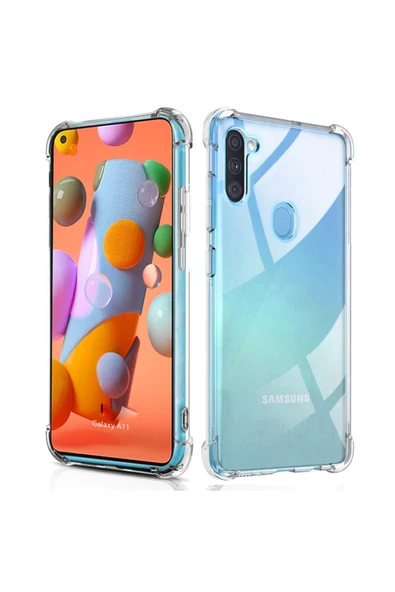 Samsung Galaxy M11 Uyumlu Darbeye Dayanıklı Köşe Korumalı Kılıf Anti Şok Şeffaf Kapak ürün görseli 1