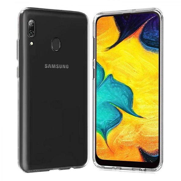 Samsung Galaxy A30 Kılıf Uyumlu Darbeye Dayanıklı 2.0 mm İnce Şeffaf Silikon Kapak ürün görseli 1
