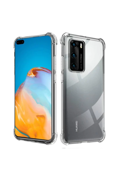 Huawei P40 Uyumlu Darbeye Dayanıklı Köşe Korumalı Kılıf Anti Şok Şeffaf Kapak ürün görseli 1