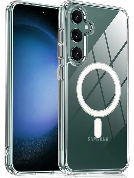 Samsung Galaxy S24 Plus Uyumlu MageSafe Wireless Şarj Özellikli Şeffaf Silikon Kılıf ürün görseli 1