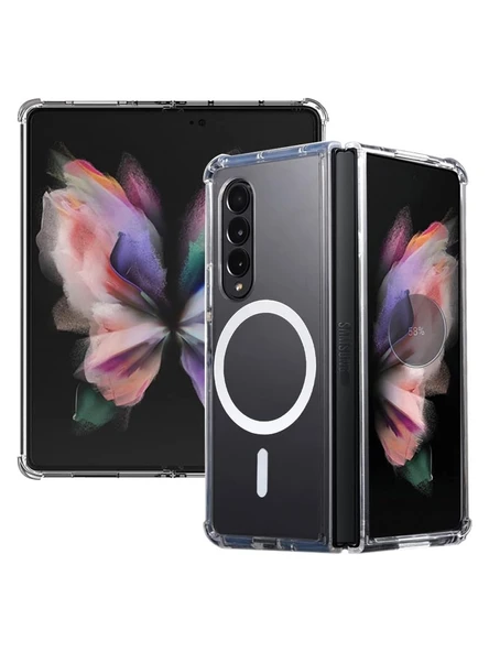 Ennar Samsung Galaxy Z Fold 3 Uyumlu Magsafe Sararmaz Şeffaf Sert Mika Silikon Kılıf ürün görseli 1