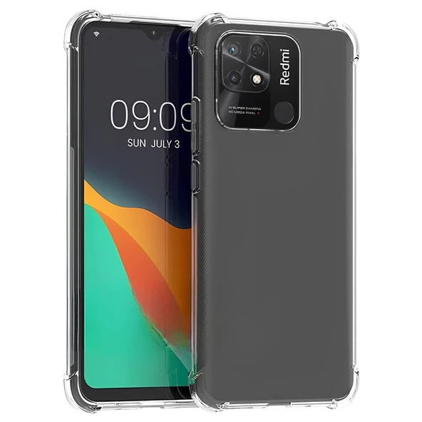 Xiaomi Redmi 10C Kılıf Sararmaz Kenarları Yumuşak Anti Şok Şeffaf Silikon Kapak ürün görseli 1