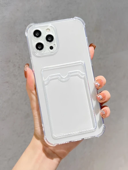 Apple iPhone 15 Pro Uyumlu Kartlıklı Kılıf Kamera Korumalı Anti Şok Şeffaf Kapak ürün görseli 1