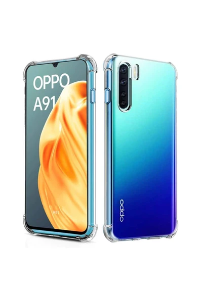 Oppo A91 Uyumlu Darbeye Dayanıklı Köşe Korumalı Kılıf Anti Şok Şeffaf Kapak ürün görseli 1