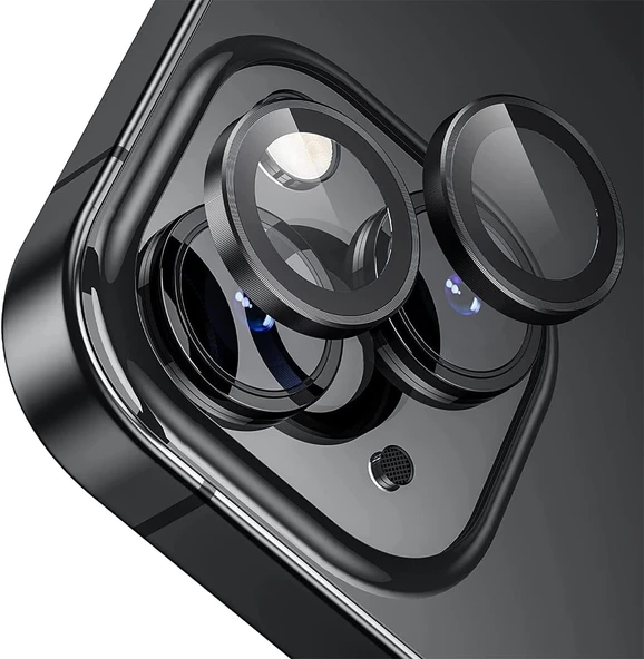 Ennar Apple iPhone 15 Plus Gerçek Cam Safir Lens Koruma Siyah ürün görseli 1