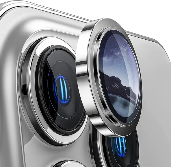 Ennar Apple iPhone 12 Mini Gerçek Cam Safir Lens Koruma Gümüş ürün görseli 1