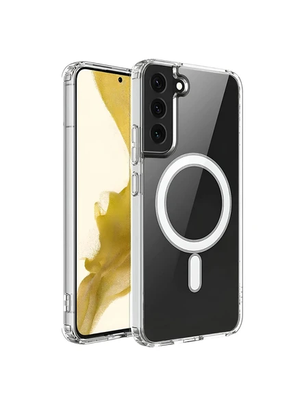 Samsung Galaxy S22 Plus Uyumlu MageSafe Wireless Şarj Özellikli Şeffaf Silikon Kılıf ürün görseli 1