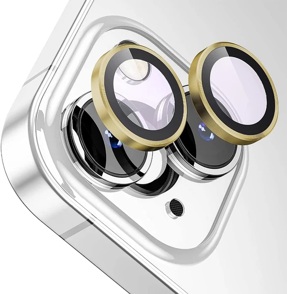 Ennar Apple iPhone 14 Plus Gerçek Cam Safir Lens Koruma Altın ürün görseli 1