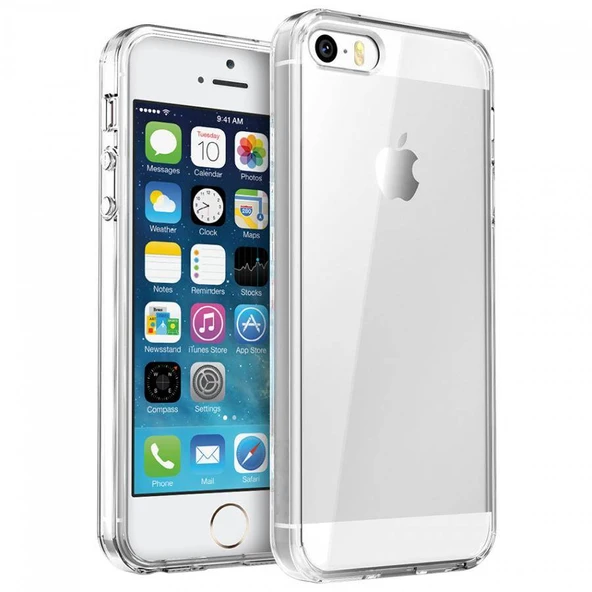 Apple iPhone 5S Kılıf Uyumlu Darbeye Dayanıklı 2.0 mm İnce Şeffaf Silikon Kapak ürün görseli 1