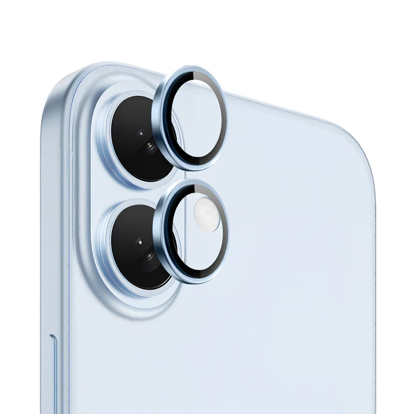 Ennar Apple iPhone 16 Gerçek Cam Safir Lens Koruma Mavi ürün görseli 1