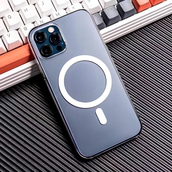 Apple iPhone 12 Pro Uyumlu MageSafe Wireless Şarj Özellikli Şeffaf Silikon Kılıf ürün görseli 1