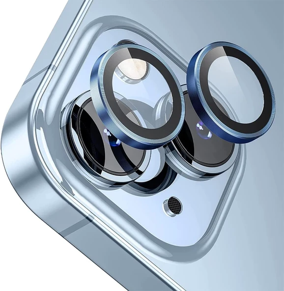 Ennar Apple iPhone 15 Plus Gerçek Cam Safir Lens Koruma Mavi ürün görseli 1