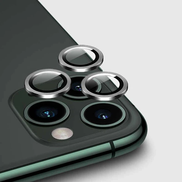 Ennar Apple iPhone 12 Mini 5.4'' Metal Çerçeveli Kamera Koruma Lensi Gümüş ürün görseli 1