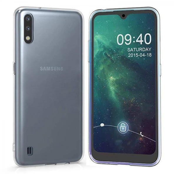 Samsung Galaxy A01 Kılıf Uyumlu Darbeye Dayanıklı 2.0 mm İnce Şeffaf Silikon Kapak ürün görseli 1