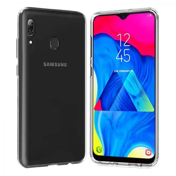 Samsung Galaxy M10 Kılıf Uyumlu Darbeye Dayanıklı 2.0 mm İnce Şeffaf Silikon Kapak ürün görseli 1
