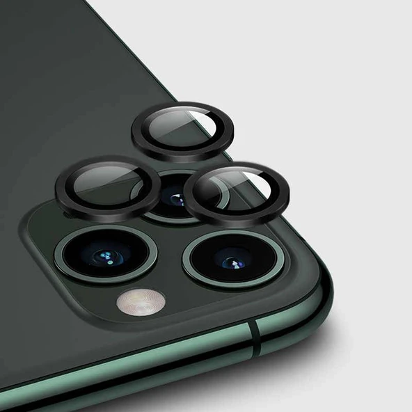 Ennar Apple iPhone 12 Mini 5.4'' Metal Çerçeveli Kamera Koruma Lensi Siyah ürün görseli 1
