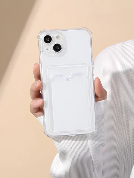 Apple iPhone 14 Uyumlu Kartlıklı Kılıf Kamera Korumalı Anti Şok Şeffaf Kapak ürün görseli 1