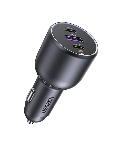 UGREEN 130W 3 Portlu Araç İçi Şarj Cihazı Çakmaklık Adaptörü, 35025 ürün görseli 1