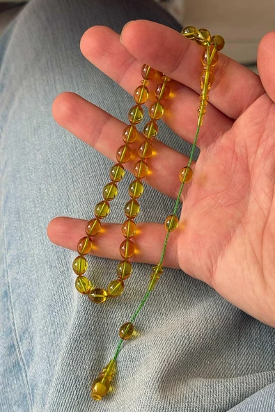 Gold Sarı Mahmut Başkale Seri Ateş Kehribar Tesbih ürün görseli 1