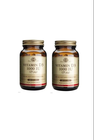 Solgar Vitamin D3 1000ıu 100 Kapsül 2 Adet ürün görseli 1
