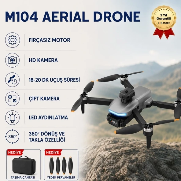 M104 Drone,Fırçasız Motorlu, 360° Dönüş ve Takla Özellliği ile Akıllı Drone ürün görseli 1