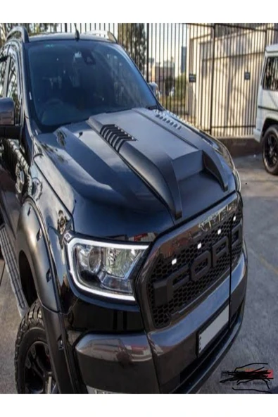 ROAL TUNİNG2012-2021 UYUMLU FORD RANGER KAPUT SCOOP KAPLAMA KABARTMA T6T7T8 UYUMLU PİANO BLACK ürün görseli 1