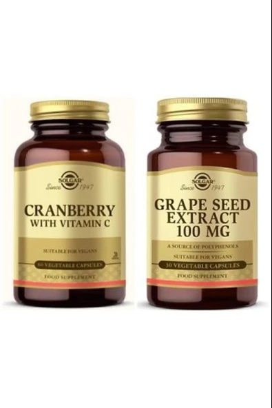 Solgar Cranberry Extract With Vitamin C 60 Kapsül Solgar Grape Seed Extract 100 mg 30 Kapsül ürün görseli 1