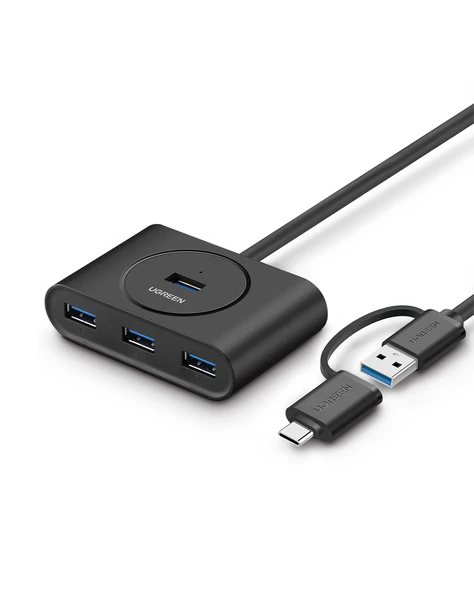 UGREEN USB A/USB C to 4 Port USB 3.0 Hub Çoklayıcı Siyah 1 Metre, 40850 ürün görseli 1