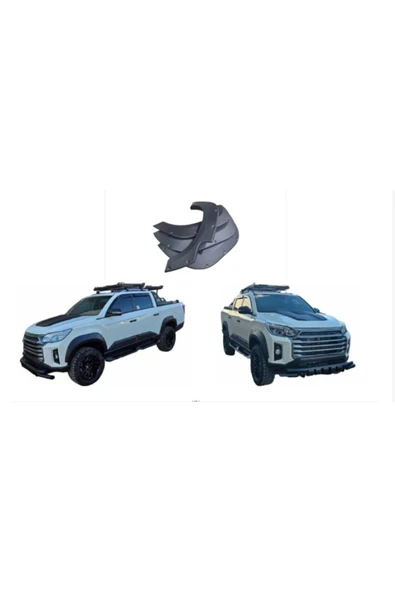 ROAL TUNİNGSsangYong Grand Musso (2018-2024+) Uyumlu Çamurluk Dodik Seti - Mat Siyah Kabartma Panel - Geniş Tip - 1. Sınıf ABS Plastik ürün görseli 1