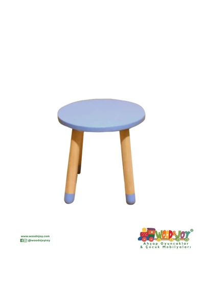Wood & Joy Doğal Ahşap Renkli Çocuk Tabure (LİLA) ürün görseli 1