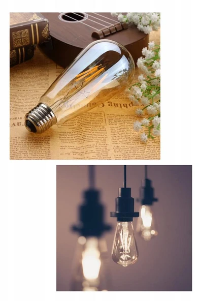 Rutter RT-11203 6W Armut Rustik Led Ampul Amber - 3 Adet - Resim 3