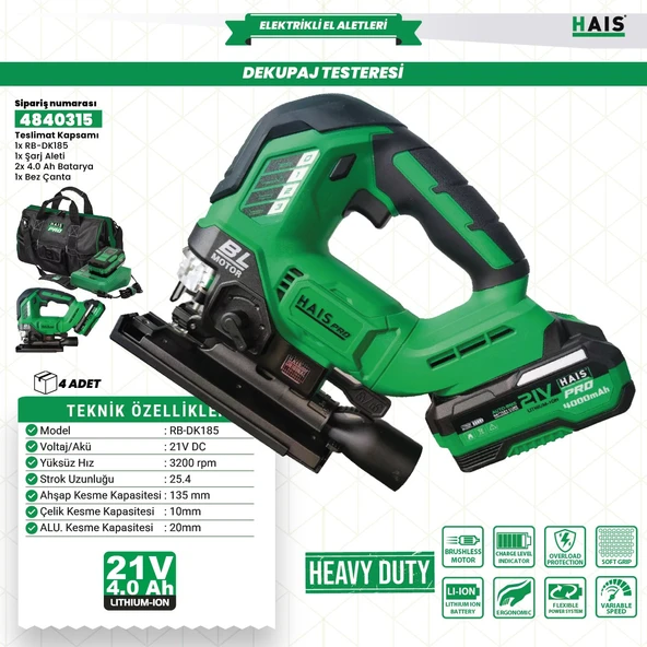 HaisPro Akülü Dekupaj Testeresi RB-DK185 Çift Akülü ürün görseli 1