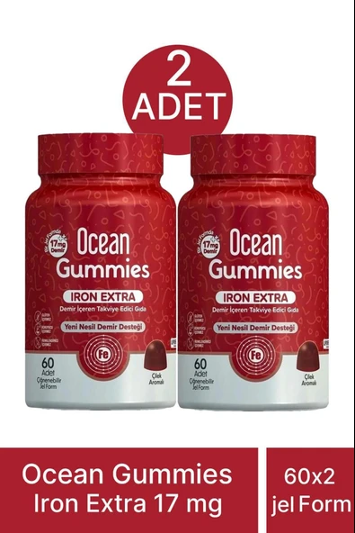 Ocean Gummies Iron Extra 17 mg 60 Çiğnenebilir Jel 2 Adet ürün görseli 1