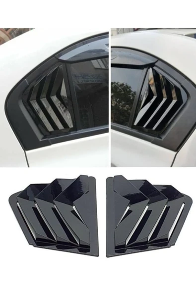 ROAL TUNİNGHonda Civic FB7 (2012-2015) Uyumlu Arka Kelebek Cam Kaplama Vizör - Piano Black (Parlak Siyah) - Sağ/Sol Set ürün görseli 1