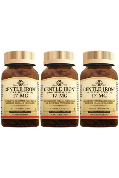 Solgar Gentle Iron 17mg 90 Kapsül 3 Adet ürün görseli 1