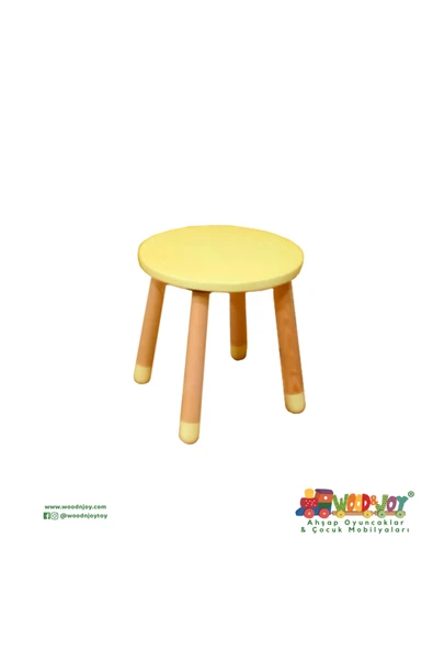 Wood & Joy Doğal Ahşap Renkli Çocuk Tabure (SARI) ürün görseli 1